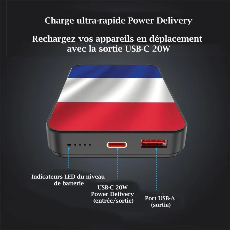 MyBat - Batterie externe Pro 10 000 mAh - Drapeau France