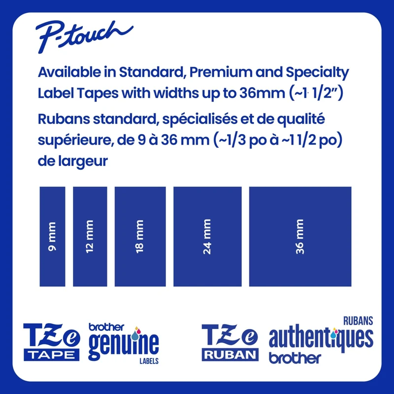 Brother Genuine TZe631 Laminated Tape for P-touch Label Makers - 12 mm wide x 8 m long - Black on Yellow
