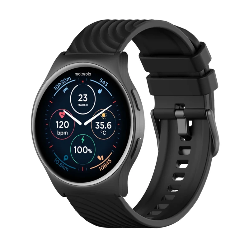 Motorola MotoWatch 120 - 45mm - AI & Advanced Health Tracking - Black