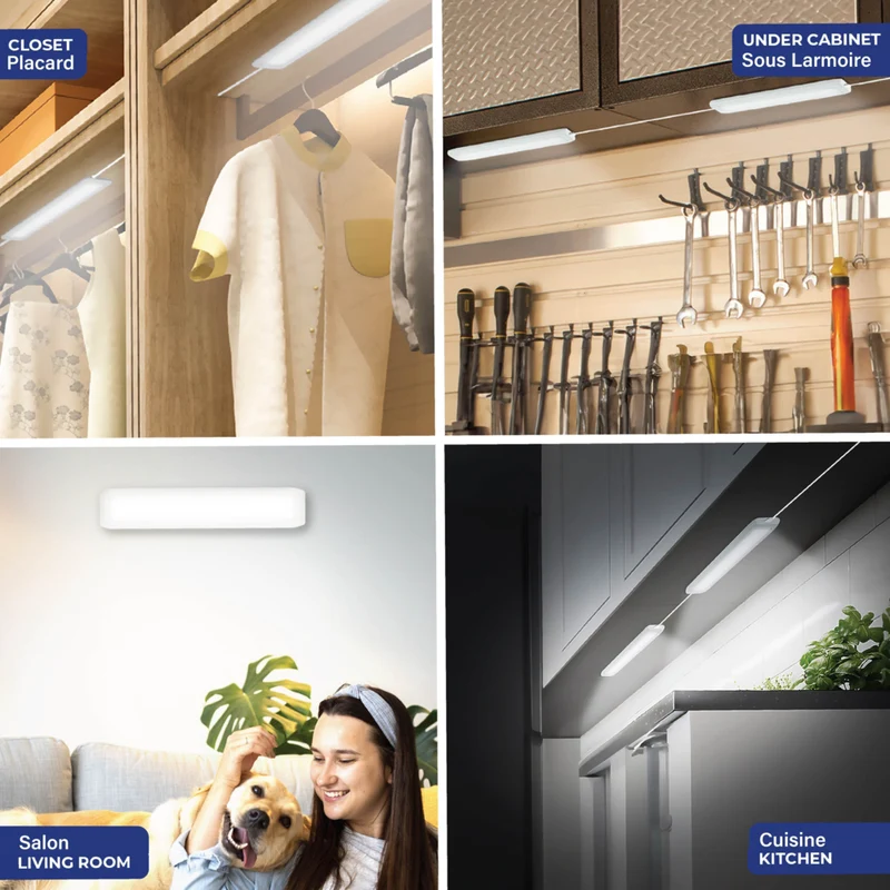 Bell+Howell - Lampes LED rechargeables activées par le mouvement sous les armoires - Paquet de 2