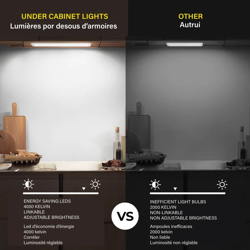 Bell+Howell - Lampes LED rechargeables activées par le mouvement sous les armoires - Paquet de 2