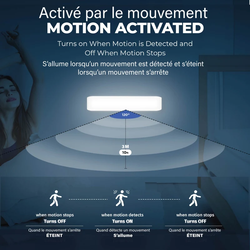 Bell+Howell - Lampes LED rechargeables activées par le mouvement sous les armoires - Paquet de 2
