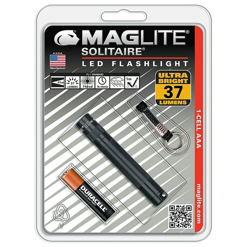 Maglite LED 1-Cell AAA Solitaire Flashlight, Black (SJ3A016)