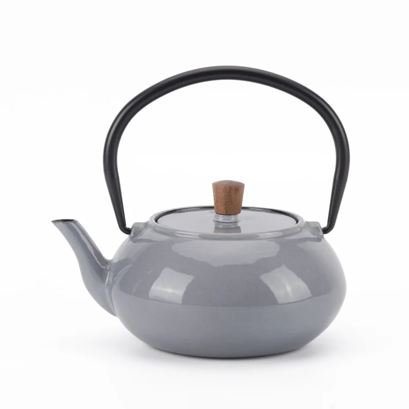 Minimal Enamelled Cast Iron Teapot - Classic Grey - 0.6 L