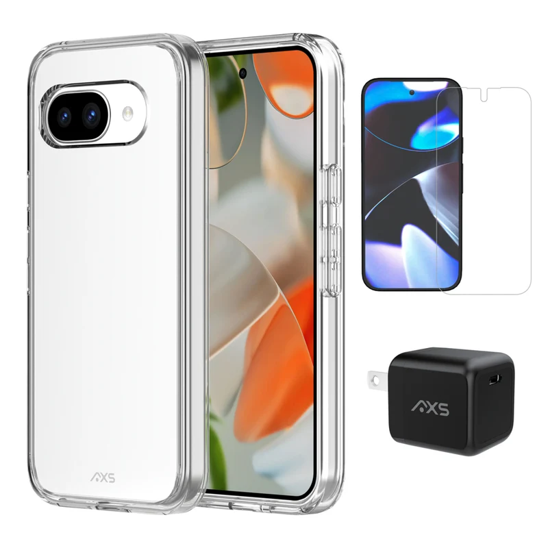 AXS Starter Kit Bundle - Ultra Clear Case, Screen Protector & 30W Charger for Google Pixel 9a
