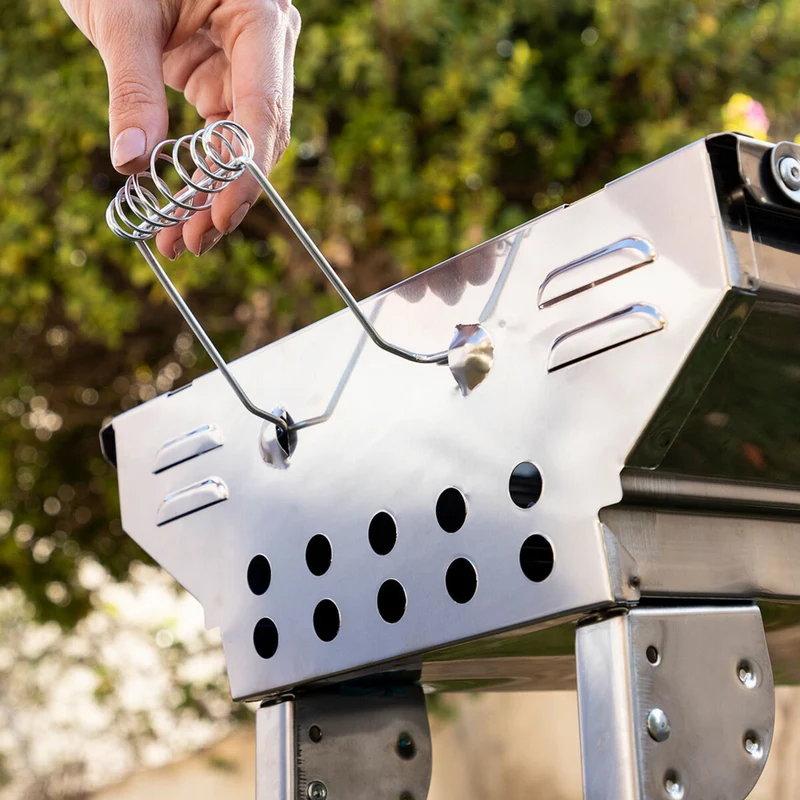 InnovaGoods - Barbecue au charbon pliable en acier inoxydable ExelQ