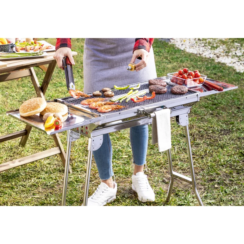 InnovaGoods - Barbecue au charbon pliable en acier inoxydable ExelQ