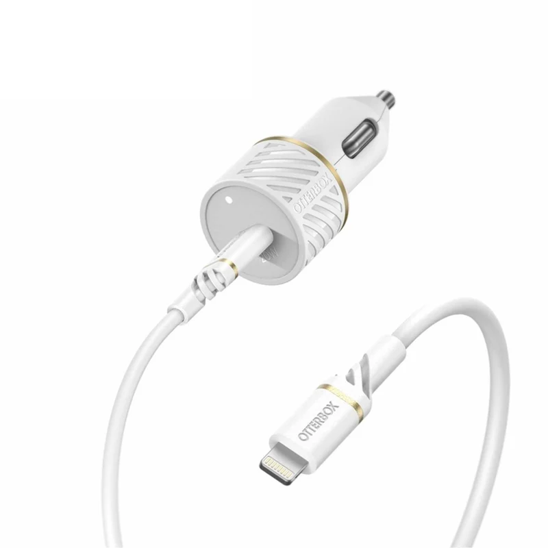 Otterbox Fast Charge Car Charger USB-C with Lightning Cable - 3.3 ft - White