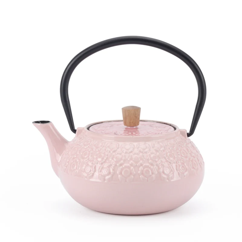 Minimal Enamelled Cast Iron Teapot - Sakura Pink - 0.6 L