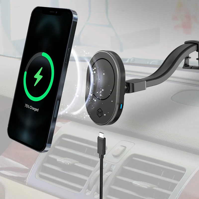 Mighty Mount - Support de chargeur sans fil MagSafe 15W - Base à ventouse col de cygne
