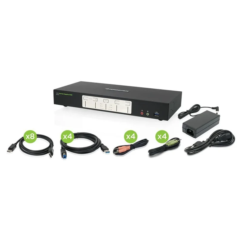 IOGEAR 4-Port 4K Dual View DisplayPort KVMP with USB 3.0 Hub and Audio