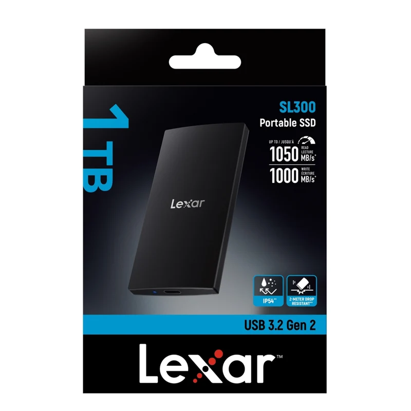 Lexar SL300 USB 3.2 Gen 2 Type-C Portable SSD - 1 TB - Black