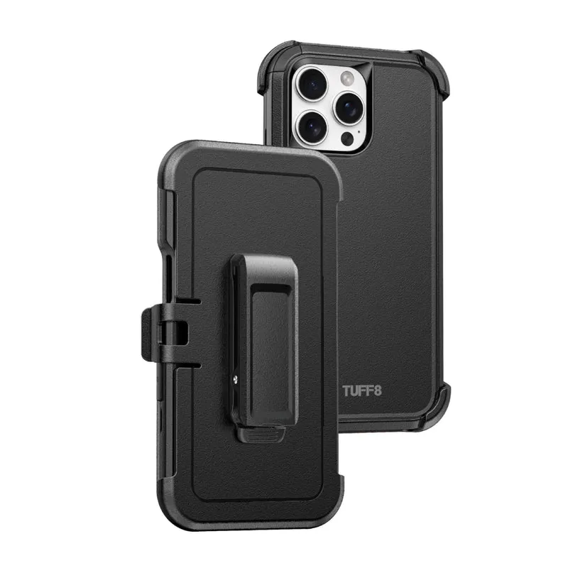 TUFF8 iPhone 16 Pro Max Impact+ Three layer Protective Case with Holster
