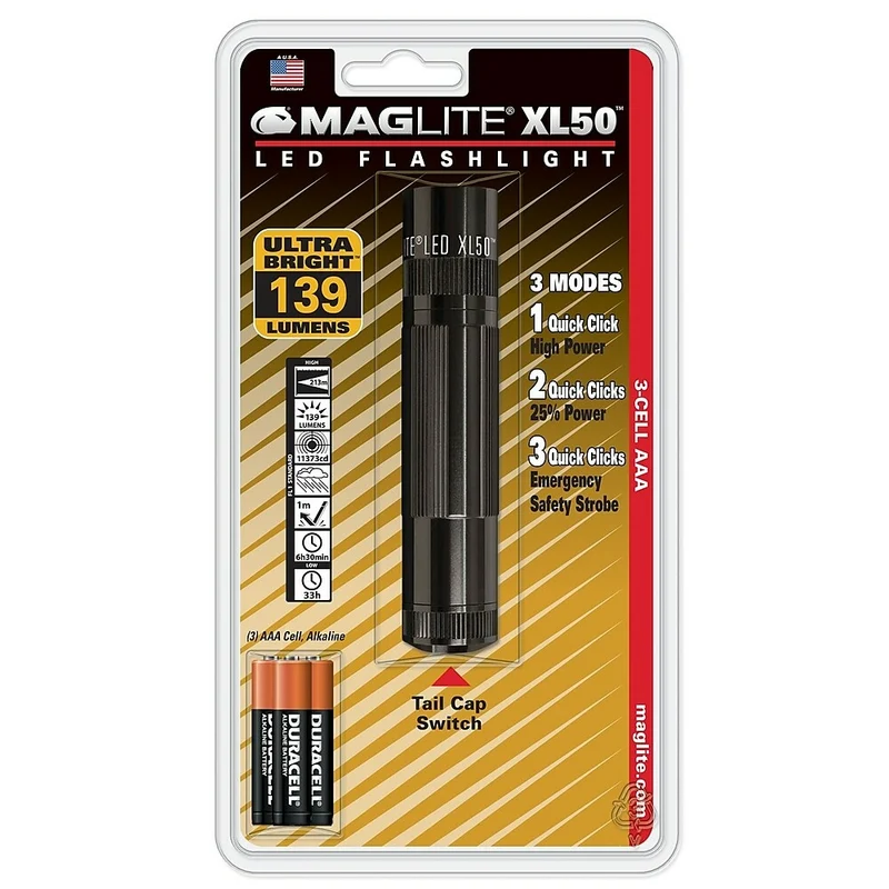 Maglite - Lampe de poche DEL XL50 3 cellules AAA, noir (XL50-S3016)