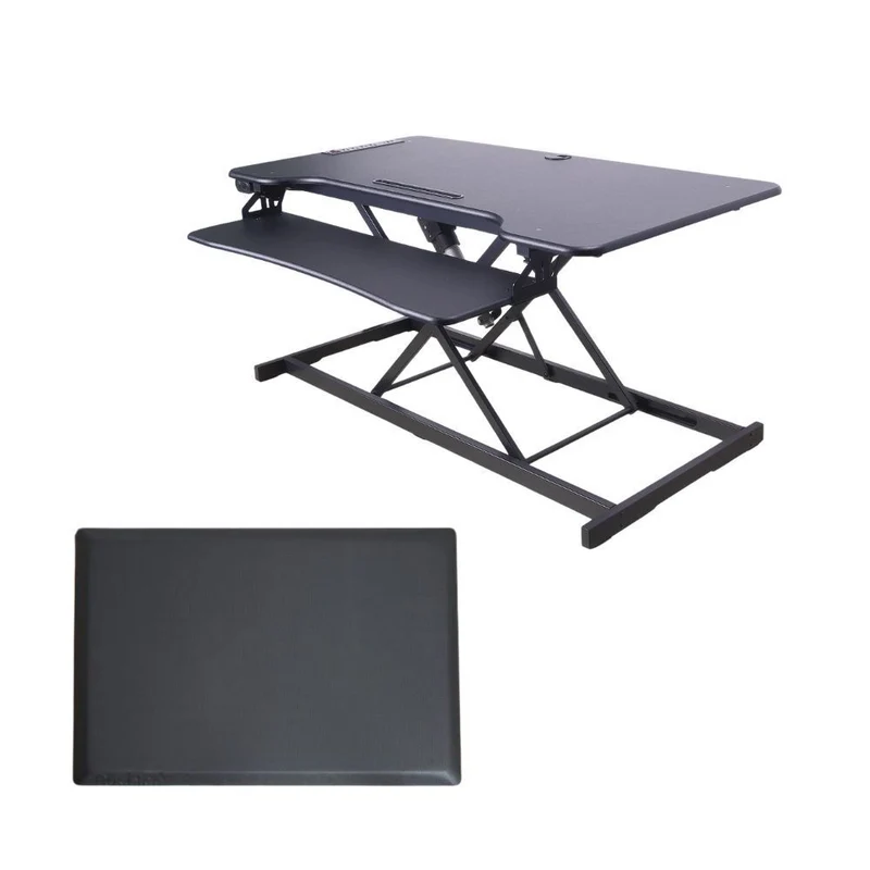 Rocelco 46" Electric Adjustable Desk with AC/USB and Anti-Fatigue Mat - Black