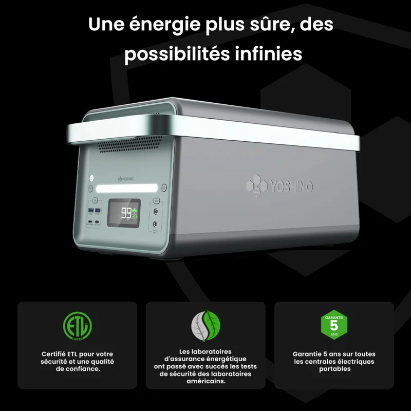 Yoshino - Générateur solaire portable à semi-conducteurs 4 000 W avec 3 panneaux solaires portables de 200 W