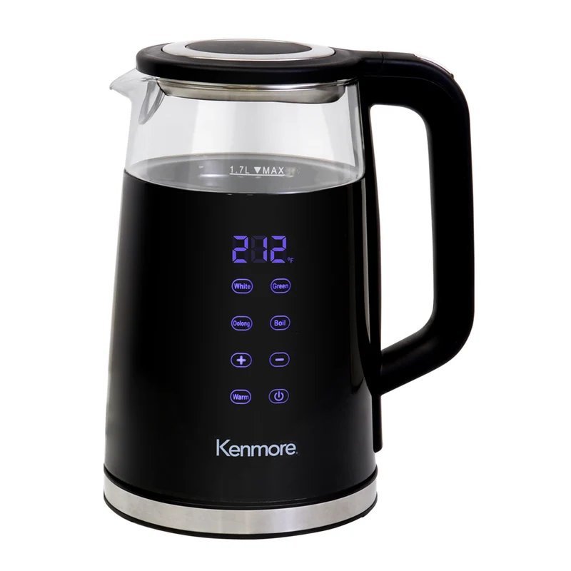 Kenmore Double-Walled Glass Electric Kettle - 1.7 L - Black
