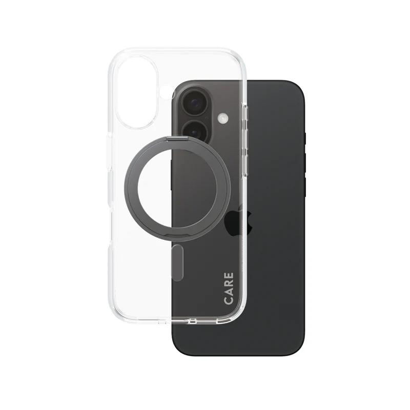 PanzerGlass CARE Case with Kickstand & MagSafe iPhone 16 - Black Ring