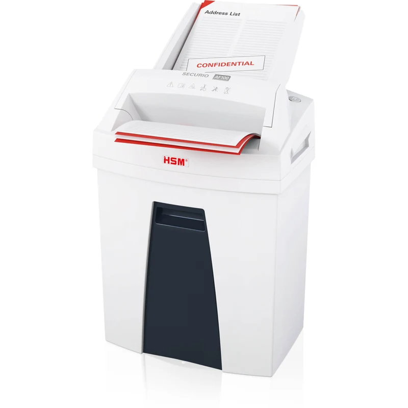 HSM - Déchiqueteuse à coupe transversale Securio AF100 à alimentation automatique de 100 feuilles