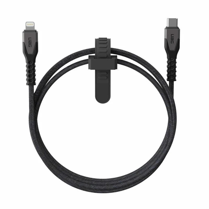 UAG Rugged Kevlar Core USB-C to Lightning Charge/Sync Cable 5ft - Black/Grey