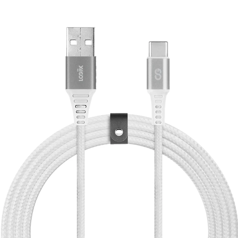 LOGiiX Piston Connect Braid Eco USB-A to USB-C - Silver/White