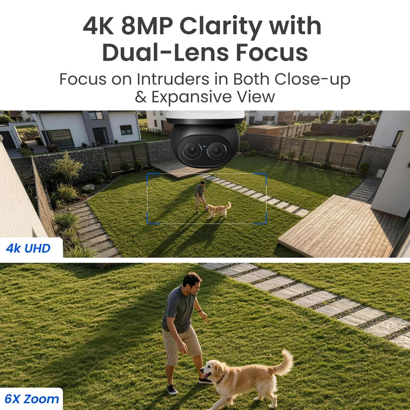Reolink TrackFlex Floodlight WiFi 4K Dual-Lens Floodlight Camera, 360° PTZ 6X Hybrid Zoom