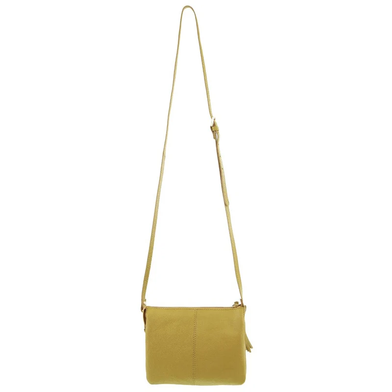 Pierre Cardin Leather Tassel Shoulder Crossbody Bag 21x15cm Yellow