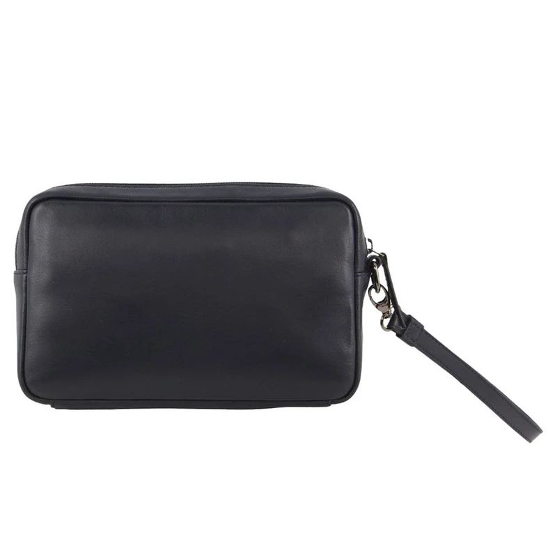 Pierre Cardin Men's Casual Leather Organiser Wristlet Bag 25x15cm Navy