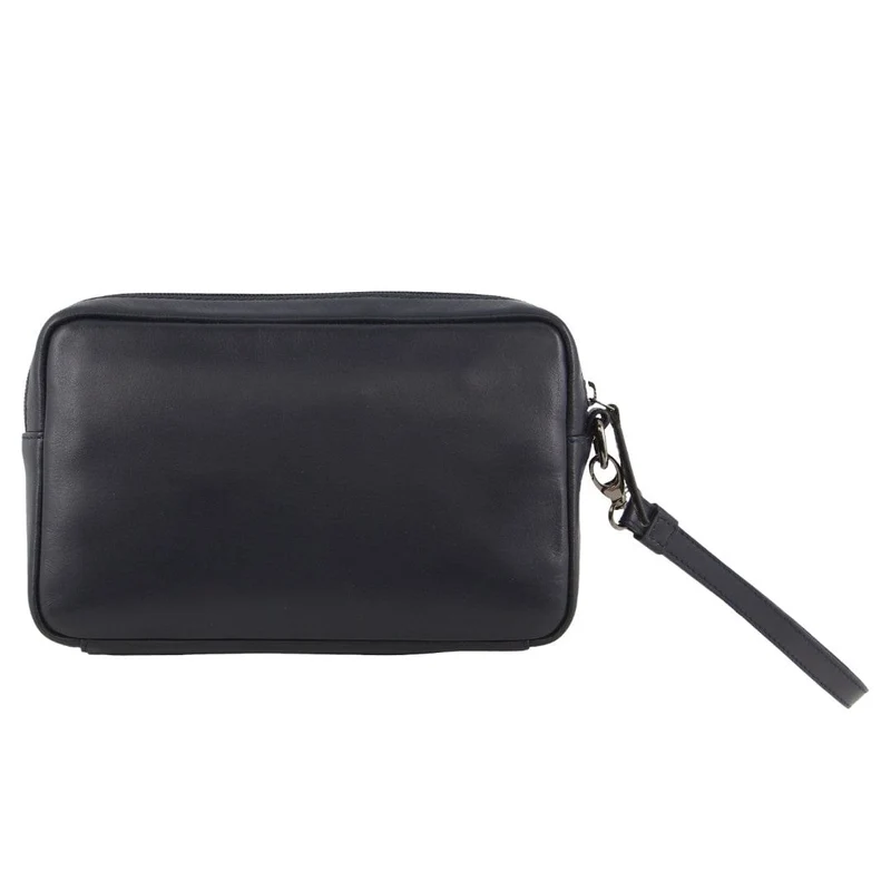 Pierre Cardin Men's Casual Leather Organiser Wristlet Bag 25x15cm Navy