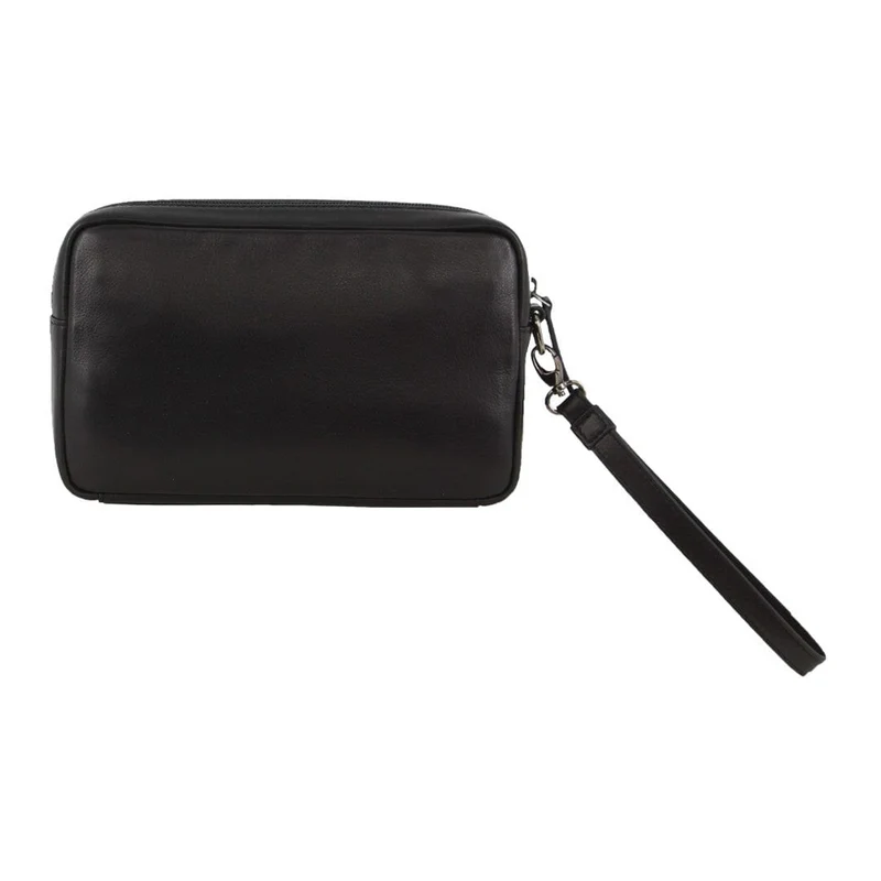 Pierre Cardin Men's Casual Leather Organiser Wristlet Bag 25x15cm Black