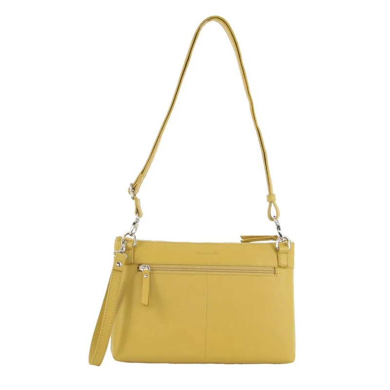 Pierre Cardin Women's Leather Stitch Design Shoulder Crossbody Bag 28cm Yellow