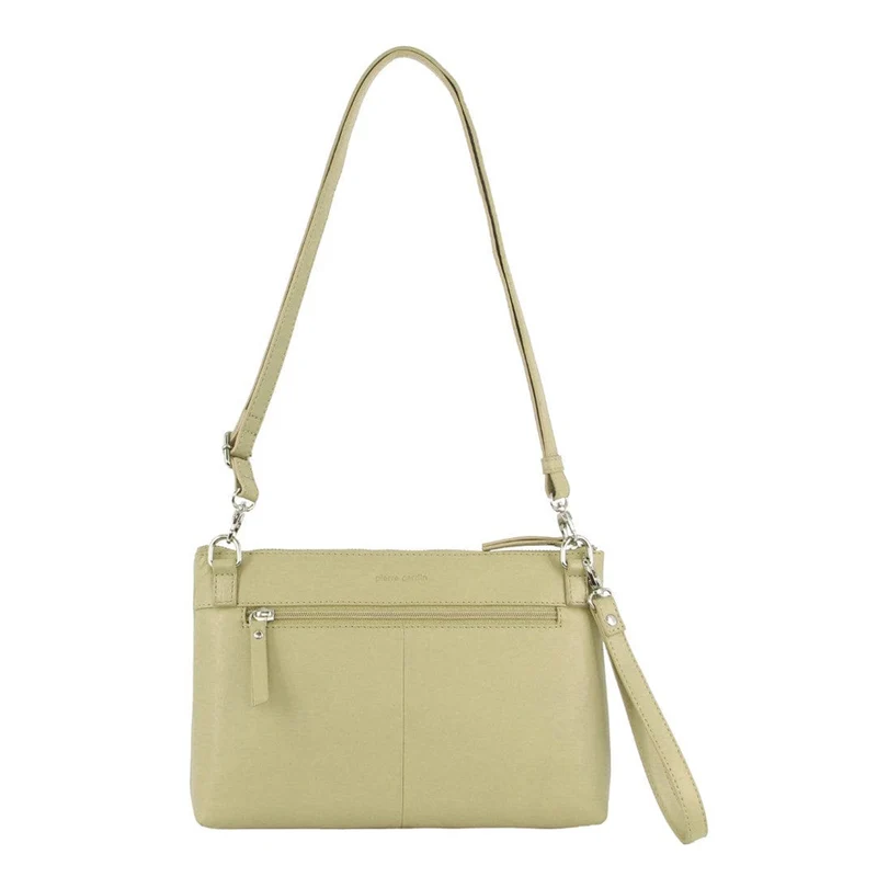 Pierre Cardin Women's Leather Stitch Design Shoulder Crossbody Bag 28cm Sand