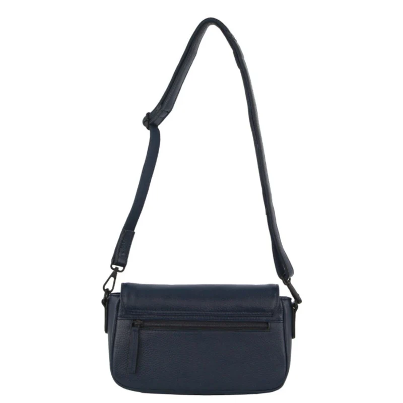 Pierre Cardin Leather Pleated Design Shoulder Crossbody Bag 25x14cm Navy