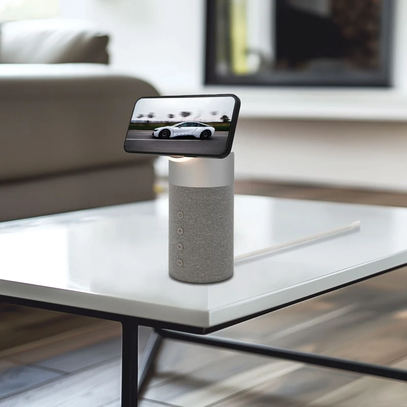 LBT - Haut-parleur Bluetooth à chargement magnétique 3-en-1 Mag Stream Vibe Home - Gris clair