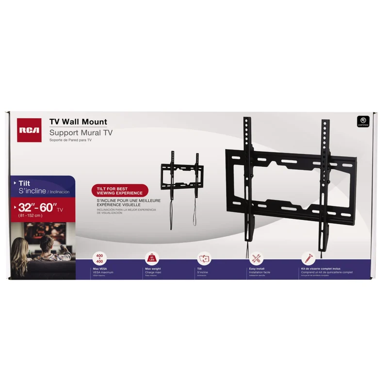 RCA - Support mural inclinable pour téléviseur RCA de 32 po à 60 po - Noir