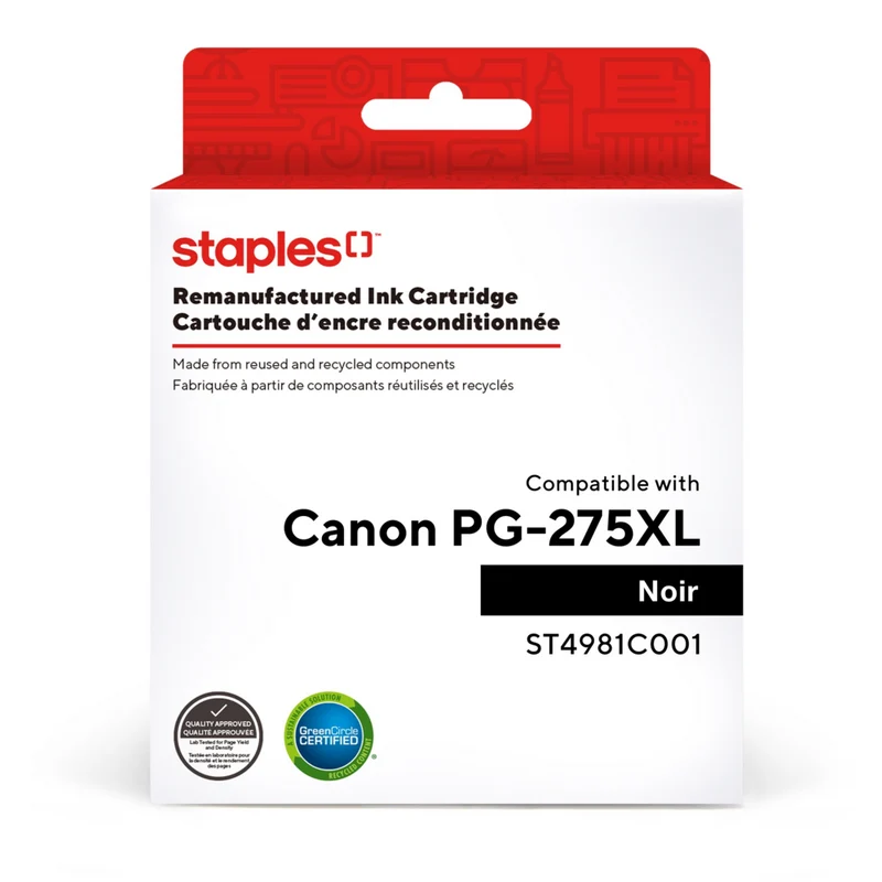 Staples Canon PG-275XL Remanufactured Inkjet Cartridge - High Yield - Black