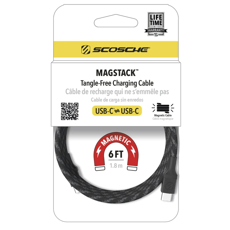 Scosche 6' StrikeLine Magnetic USB-C TO USB-C - Black