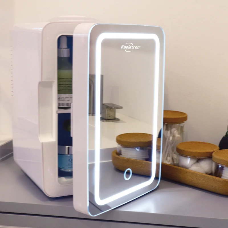 Koolatron - Réfrigérateur Cosmetics avec miroir de maquillage et anneau lumineux LED - 6 L
