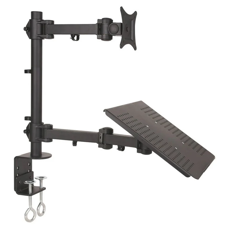TygerClaw Single Arm Monitor Desk Mount with Laptop Holder