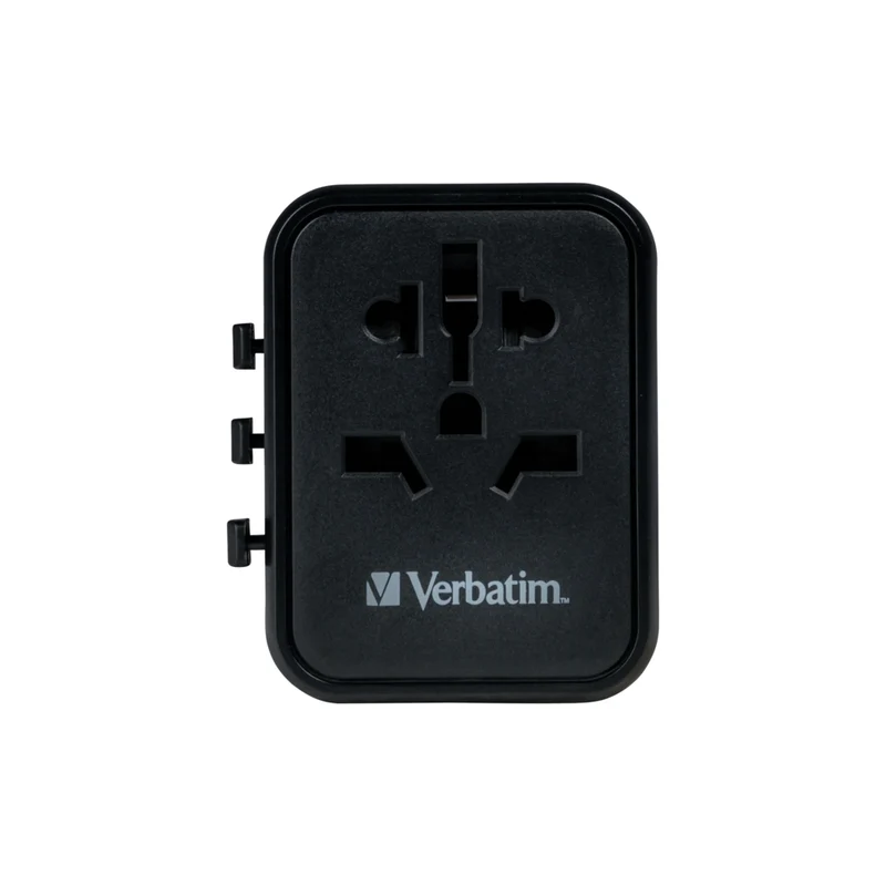 Verbatim Universal Travel Adapter 20 W - 3.50" L x 2.20" W x 4.10" H - Black