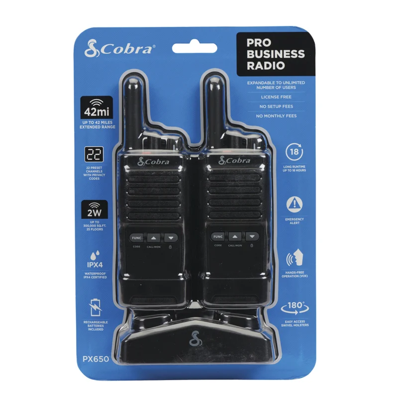 Cobra - PX650 Radio bidirectionnelle professionnelle FRS - paquet de 2