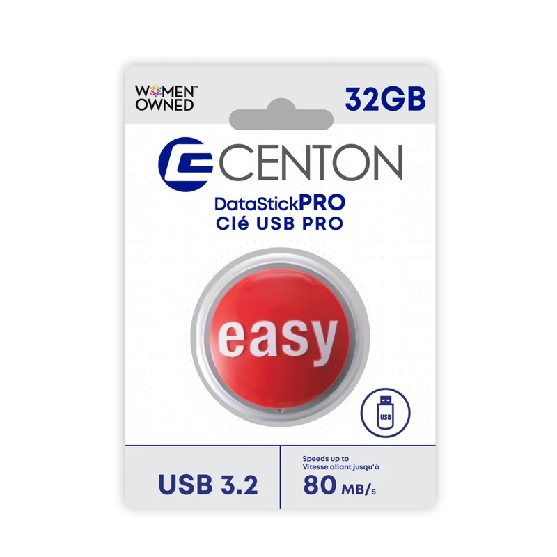 Centon - lecteur flash USB 3.2 Gen1- Bouton EASY 32GB - Rouge