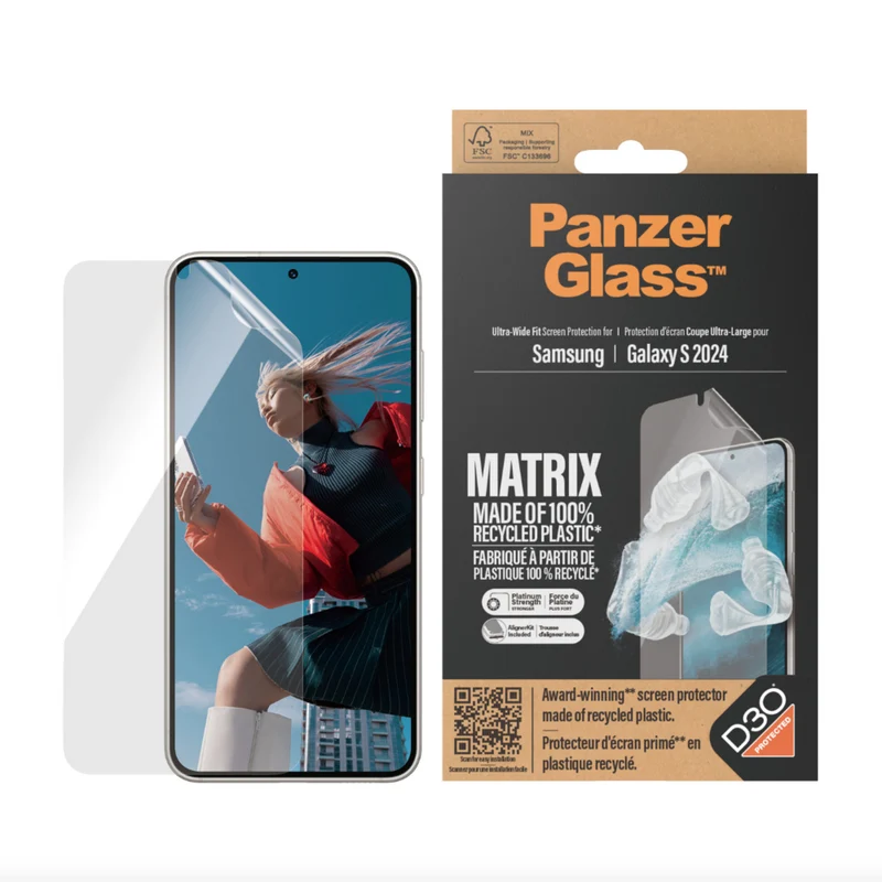 PanzerGlass - Matrix avec D3O Protecteur d'écran pour Samsung Galaxy S24 - Transparent