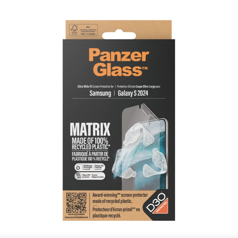 PanzerGlass - Matrix avec D3O Protecteur d'écran pour Samsung Galaxy S24 - Transparent