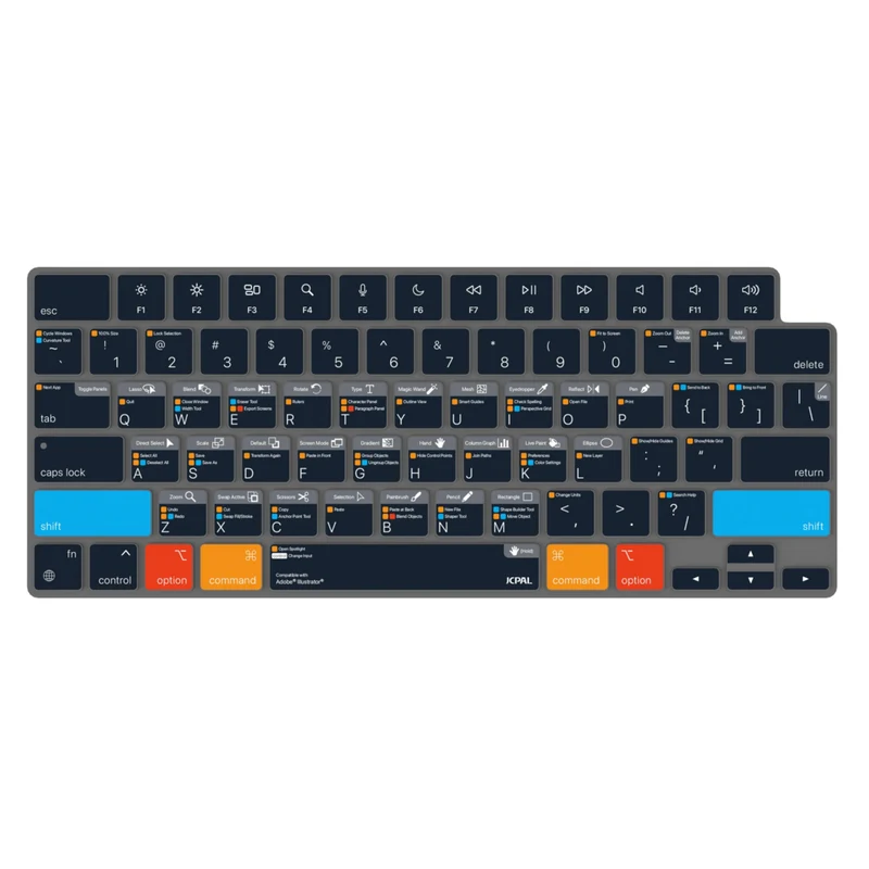 JCPal VerSkin Adobe Illustrator Raccourcis Protecteur de Clavier pour MacBook Pro 14"/16" (2021/2023), MacBook Air 13"/15" (2022/2023/2024)