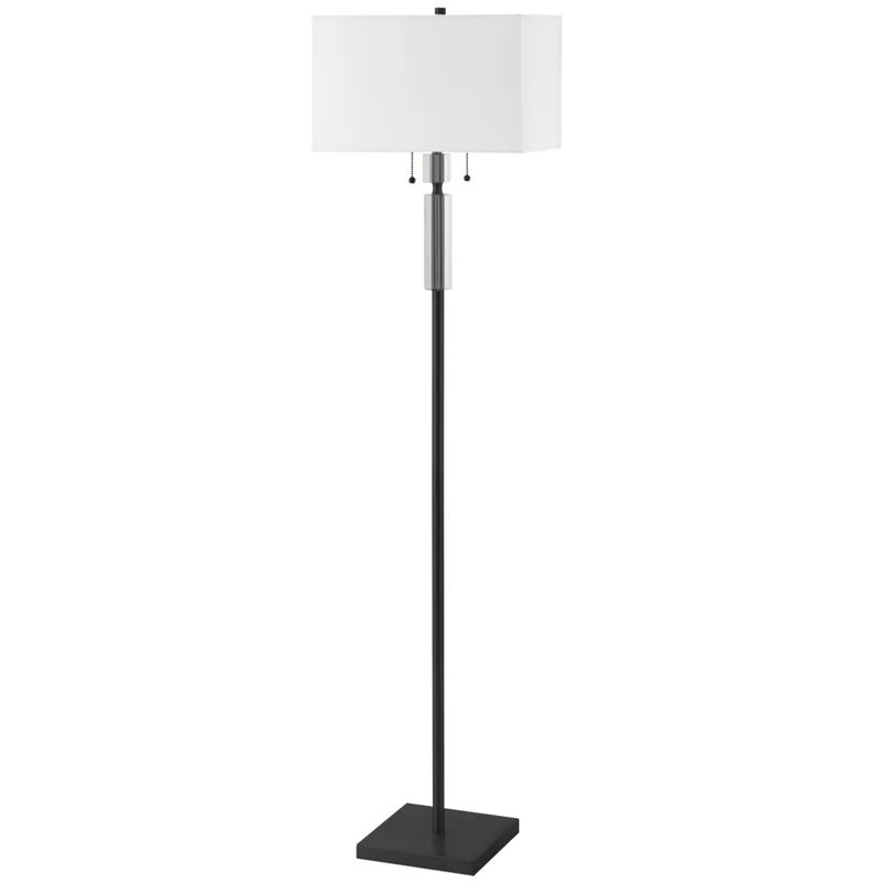 Dainolite Fernanda Modern Incandescent Floor Lamp - 2 Lights - Matte/Black with White Shade