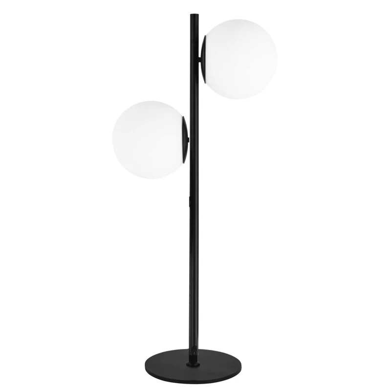 Dainolite Folgar Contemporary Incandescent Table Lamp - 2 Lights - Matte Black with White Glass