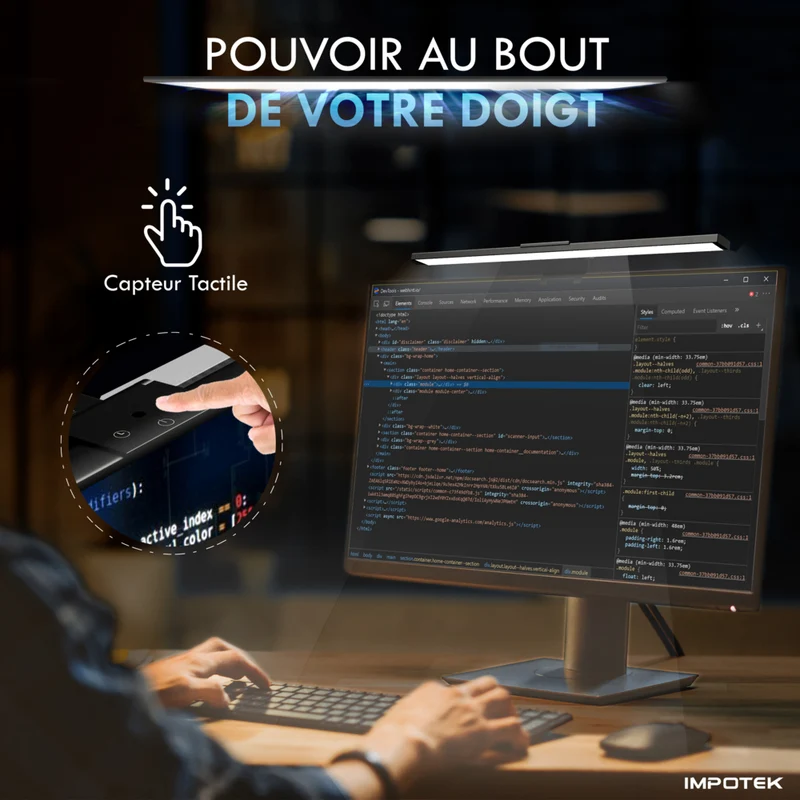 IMPOTEK - Barre lumineuse pour écran LED, lampe d'écran intelligente avec antireflet, contrôle tactile, gradation automatique, minuterie d'extinction