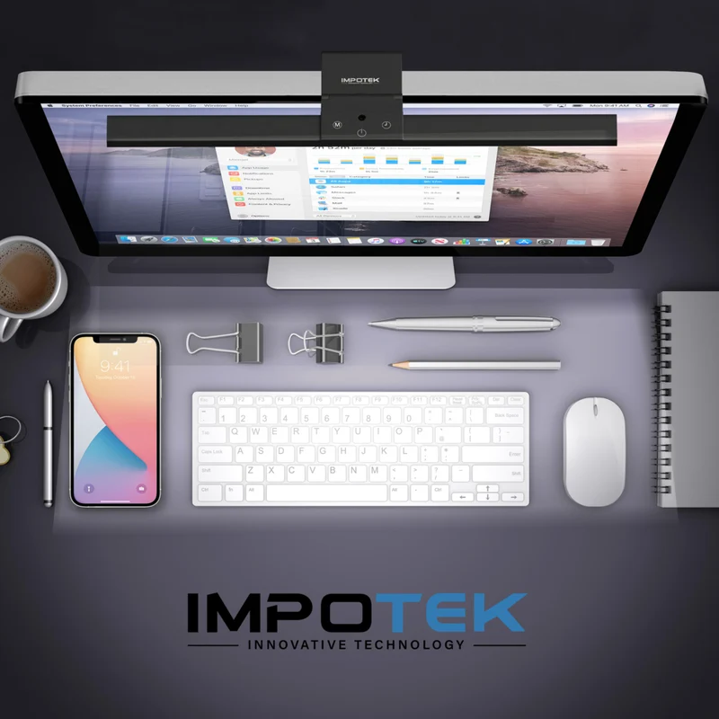 IMPOTEK - Barre lumineuse pour écran LED, lampe d'écran intelligente avec antireflet, contrôle tactile, gradation automatique, minuterie d'extinction