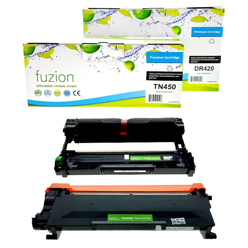 fuzion - Ensemble - Cartouche d'encre (toner) & Unité de tambour compatibles Brother TN450 & DR420, haut rendement, noir